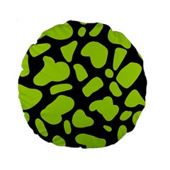 Neon Green Cow Spots Standard 15  Premium Round Cushions by ConteMonfrey