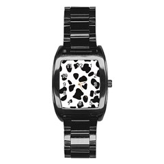 Black And White Spots Stainless Steel Barrel Watch by ConteMonfrey