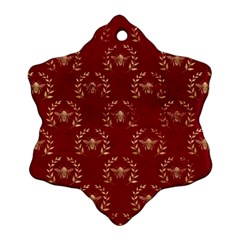 Golden Bees Red Sky Snowflake Ornament (two Sides) by ConteMonfrey