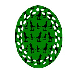 Green Dinos Oval Filigree Ornament (two Sides) by ConteMonfrey