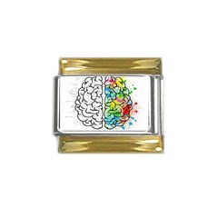 Brain Mind Psychology Idea Drawing Gold Trim Italian Charm (9mm) by Wegoenart