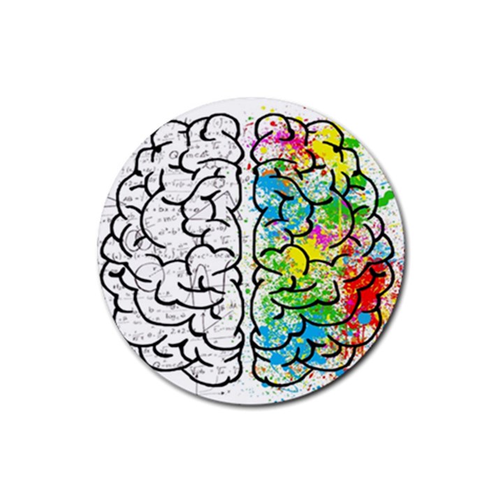 Brain Mind Psychology Idea Drawing Rubber Coaster (Round)