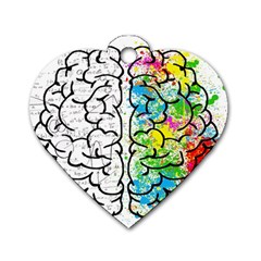Brain Mind Psychology Idea Drawing Dog Tag Heart (two Sides) by Wegoenart