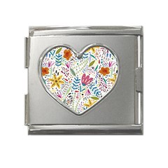 Flowers Mega Link Heart Italian Charm (18mm) by nateshop