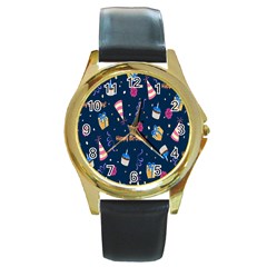 Party-hat Round Gold Metal Watch by nateshop