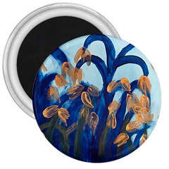 Golden Blue Tulips 3  Magnets by RobbyArt