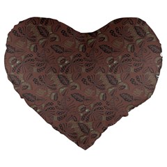 Batik-03 Large 19  Premium Flano Heart Shape Cushions by nateshop