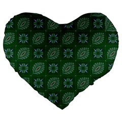 Batik-05 Large 19  Premium Flano Heart Shape Cushions by nateshop