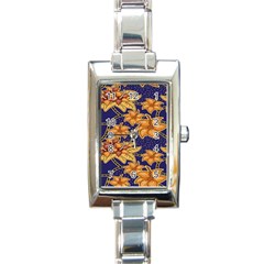 Seamless-pattern Floral Batik-vector Rectangle Italian Charm Watch