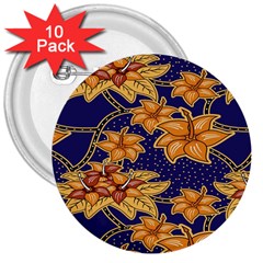 Seamless-pattern Floral Batik-vector 3  Buttons (10 Pack)  by nateshop