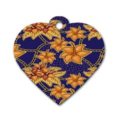 Seamless-pattern Floral Batik-vector Dog Tag Heart (one Side)