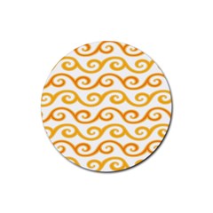 Seamless-pattern-ibatik-luxury-style-vector Rubber Round Coaster (4 Pack) by nateshop