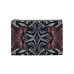 Pink Grey Repeats Symmetry Cosmetic Bag (medium) by kaleidomarblingart