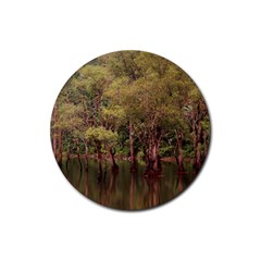 Landscape Jungle Reflection Nature Rubber Coaster (round) by Wegoenart