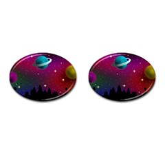 Asteroid Comet Star Space Aurora Cufflinks (oval) by Wegoenart