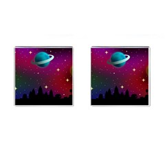 Asteroid Comet Star Space Aurora Cufflinks (square) by Wegoenart