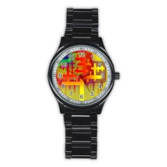 Code Binary System Stainless Steel Round Watch by Wegoenart