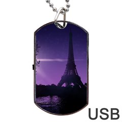 Eiffel Tower Paris-nigh Silhouette Dog Tag Usb Flash (two Sides) by Wegoenart