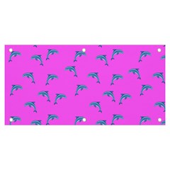 Pink And Blue, Cute Dolphins Pattern, Animals Theme Banner And Sign 6  X 3  by Casemiro