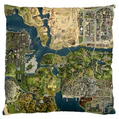 Map Illustration Grand Theft Auto Large Cushion Case (one Side) by danenraven