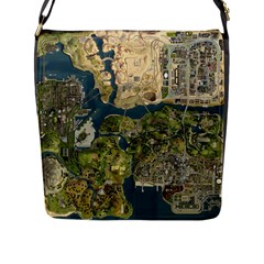 Map Illustration Grand Theft Auto Flap Closure Messenger Bag (l) by danenraven