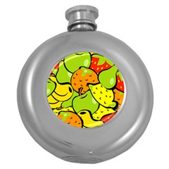 Fruit Food Wallpaper Round Hip Flask (5 Oz)