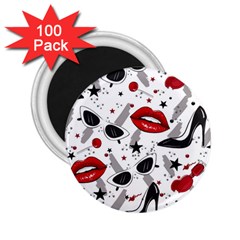 Red Lips Black Heels Pattern 2 25  Magnets (100 Pack) 