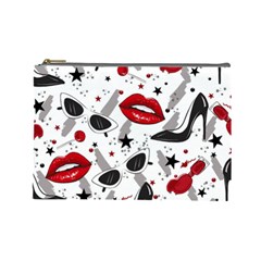 Red Lips Black Heels Pattern Cosmetic Bag (large) by Jancukart