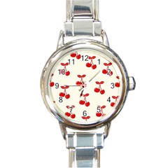 Cherries Round Italian Charm Watch by nateshop