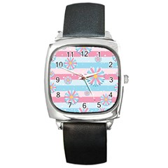 Flowers-023 Square Metal Watch