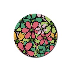 Flowers-27 Rubber Round Coaster (4 Pack)