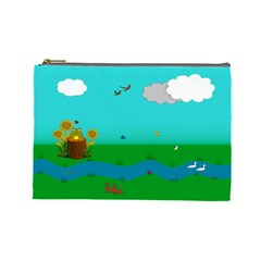 Frog Log Stream River Wallpaper Cosmetic Bag (large) by Ravend