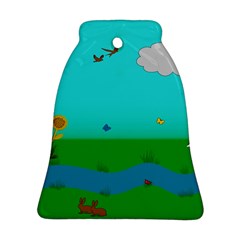 Frog Log Stream River Wallpaper Ornament (bell)