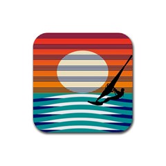 Waves Windsurfer Sun Rubber Coaster (square)