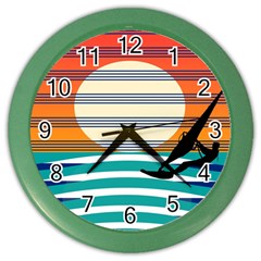 Waves Windsurfer Sun Color Wall Clock