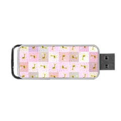 Giraffe Pattern Art Background Portable Usb Flash (one Side)