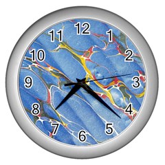 Art Marble Stone Rock Pattern Design Wallpaper Wall Clock (silver)