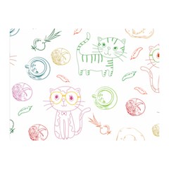 Cats And Food Doodle Seamless Pattern Double Sided Flano Blanket (mini)  by danenraven
