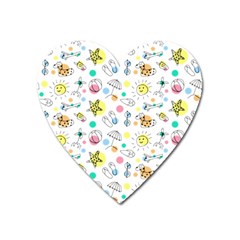 Summer Pattern Colorful Drawing Doodle Heart Magnet by danenraven