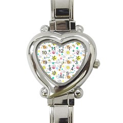 Summer Pattern Colorful Drawing Doodle Heart Italian Charm Watch by danenraven