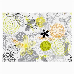 Doodle Flowers Hand Drawing Pattern Large Glasses Cloth (2 Sides) by danenraven