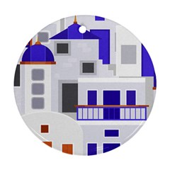 Background Santorini Greece Round Ornament (two Sides)