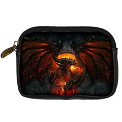 Red And Black Dragon Fire Digital Camera Leather Case by danenraven