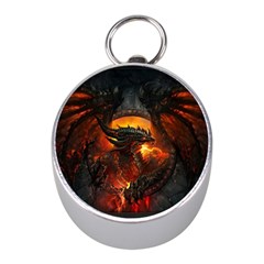 Red And Black Dragon Fire Mini Silver Compasses by danenraven