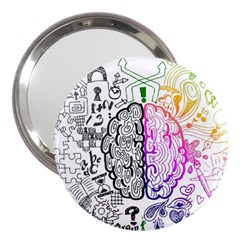 Anatomy Brain Head Medical Psychedelic  Skull 3  Handbag Mirrors by danenraven