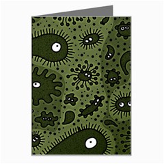 Green Bacteria Digital Wallpaper Eyes Look Biology Pattern Greeting Card by danenraven