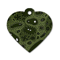 Green Bacteria Digital Wallpaper Eyes Look Biology Pattern Dog Tag Heart (one Side) by danenraven