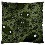 Green Bacteria Digital Wallpaper Eyes Look Biology Pattern Large Flano Cushion Case (One Side) Front