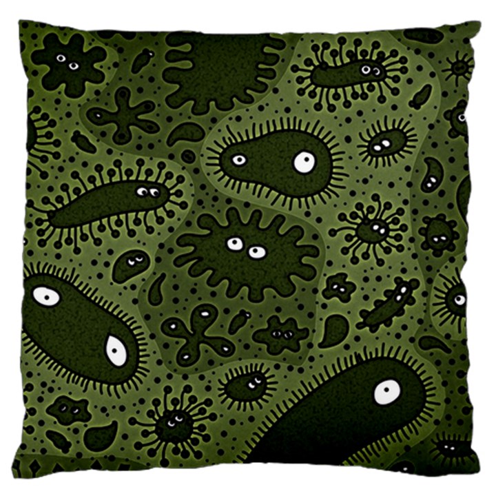 Green Bacteria Digital Wallpaper Eyes Look Biology Pattern Large Flano Cushion Case (One Side)