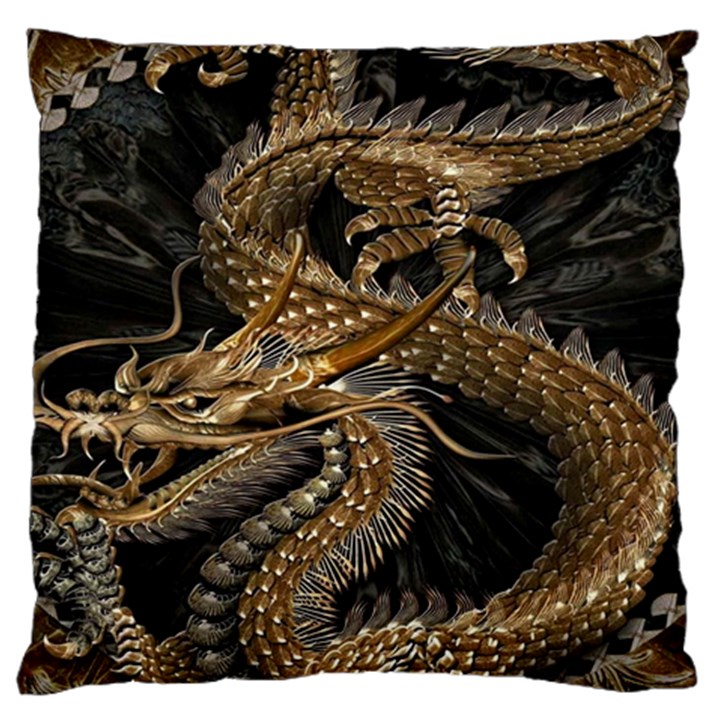 Gold And Silver Dragon Illustration Chinese Dragon Animal Large Cushion Case (Two Sides)